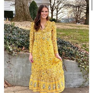 Zara golden yellow floral dress